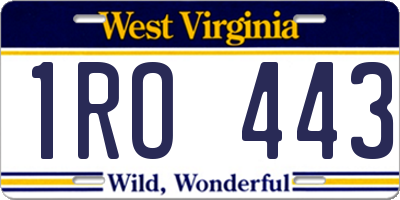 WV license plate 1RO443