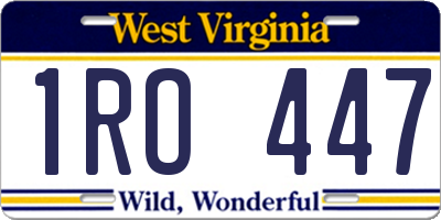WV license plate 1RO447