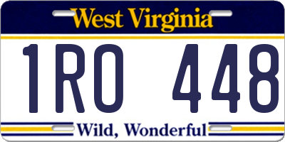 WV license plate 1RO448