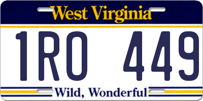 WV license plate 1RO449