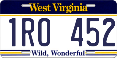 WV license plate 1RO452