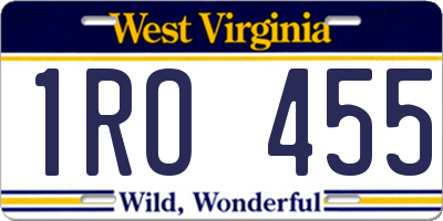 WV license plate 1RO455