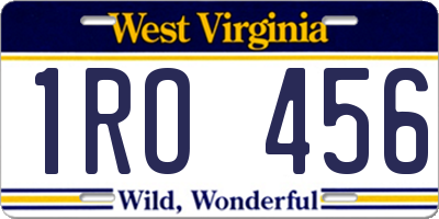 WV license plate 1RO456