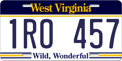 WV license plate 1RO457