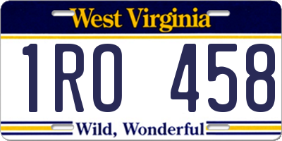 WV license plate 1RO458