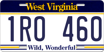 WV license plate 1RO460