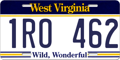 WV license plate 1RO462