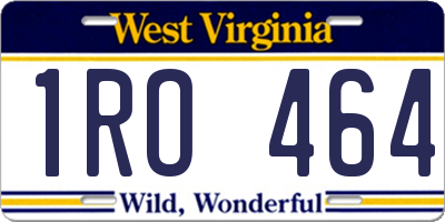 WV license plate 1RO464