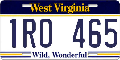 WV license plate 1RO465