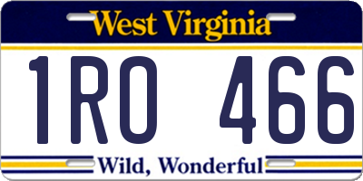 WV license plate 1RO466