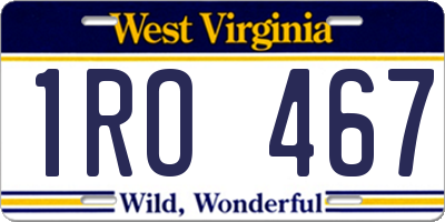WV license plate 1RO467