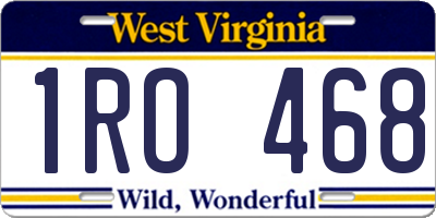 WV license plate 1RO468