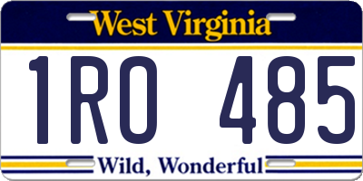 WV license plate 1RO485