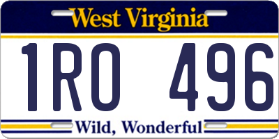 WV license plate 1RO496