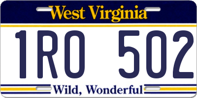 WV license plate 1RO502