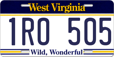WV license plate 1RO505