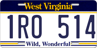 WV license plate 1RO514
