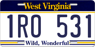 WV license plate 1RO531