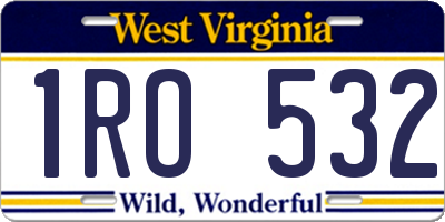 WV license plate 1RO532