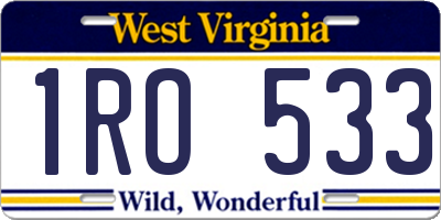 WV license plate 1RO533