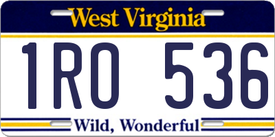 WV license plate 1RO536