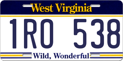 WV license plate 1RO538