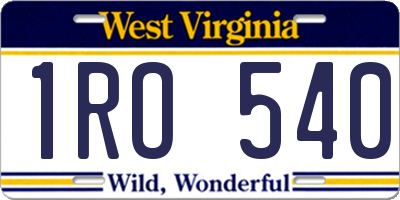 WV license plate 1RO540