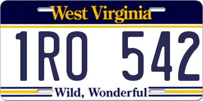WV license plate 1RO542