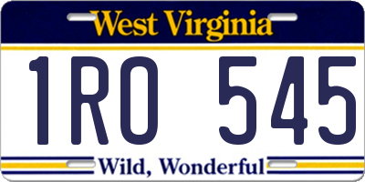 WV license plate 1RO545