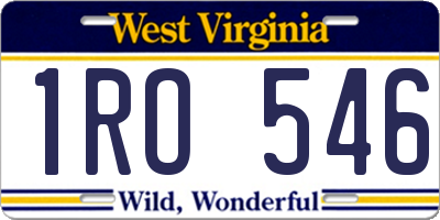 WV license plate 1RO546