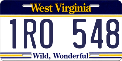 WV license plate 1RO548