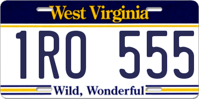 WV license plate 1RO555