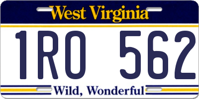 WV license plate 1RO562
