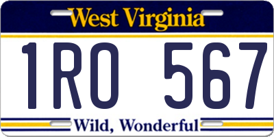 WV license plate 1RO567