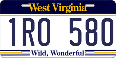 WV license plate 1RO580
