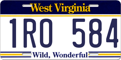 WV license plate 1RO584