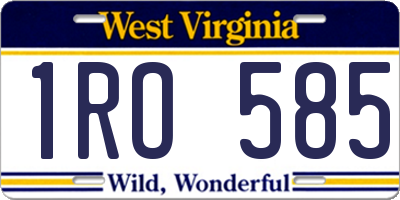 WV license plate 1RO585