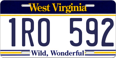 WV license plate 1RO592