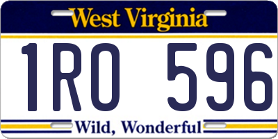 WV license plate 1RO596