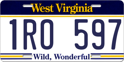 WV license plate 1RO597