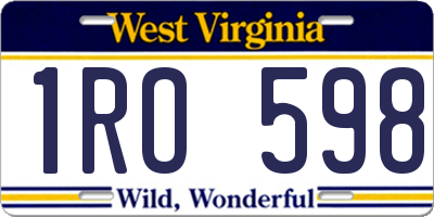 WV license plate 1RO598