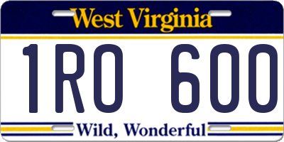 WV license plate 1RO600