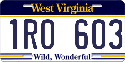 WV license plate 1RO603