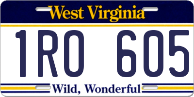 WV license plate 1RO605