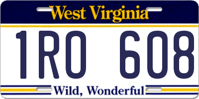 WV license plate 1RO608