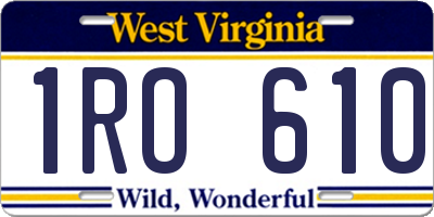 WV license plate 1RO610