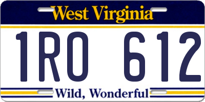 WV license plate 1RO612