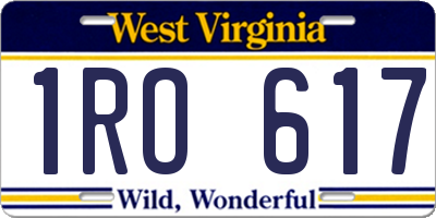 WV license plate 1RO617