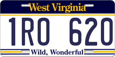 WV license plate 1RO620