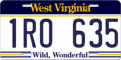 WV license plate 1RO635